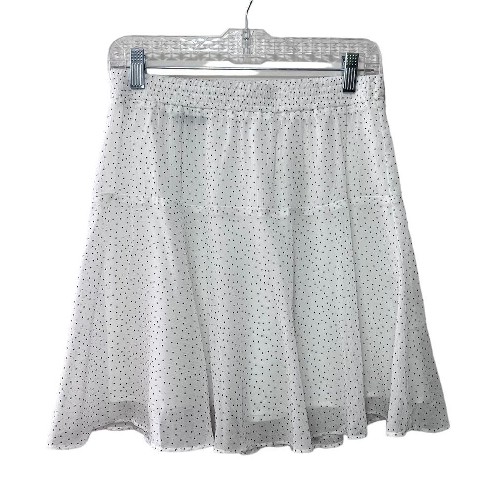 NWT Women's Banana Republic White Chiffon Polka Dot Mini Skirt Size S